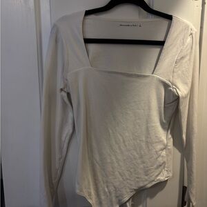 Cream Long Sleeve Square Neck Bodysuit